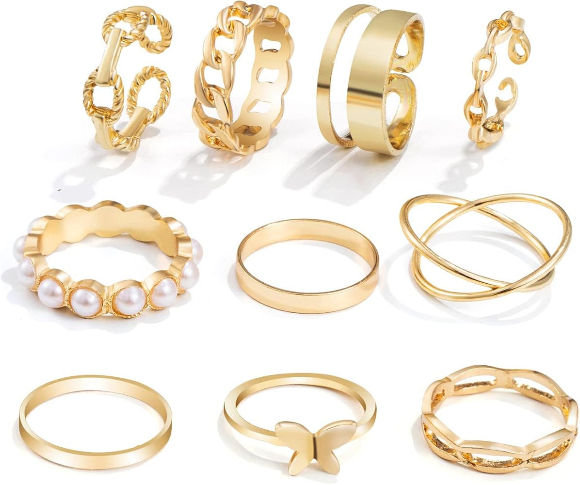 Y2K Smile Cute Rings for Women Teen Girls,White Enamel Trendy Rings, Hip Hop Punk Cuban Butterfly Pe | Amazon (US)