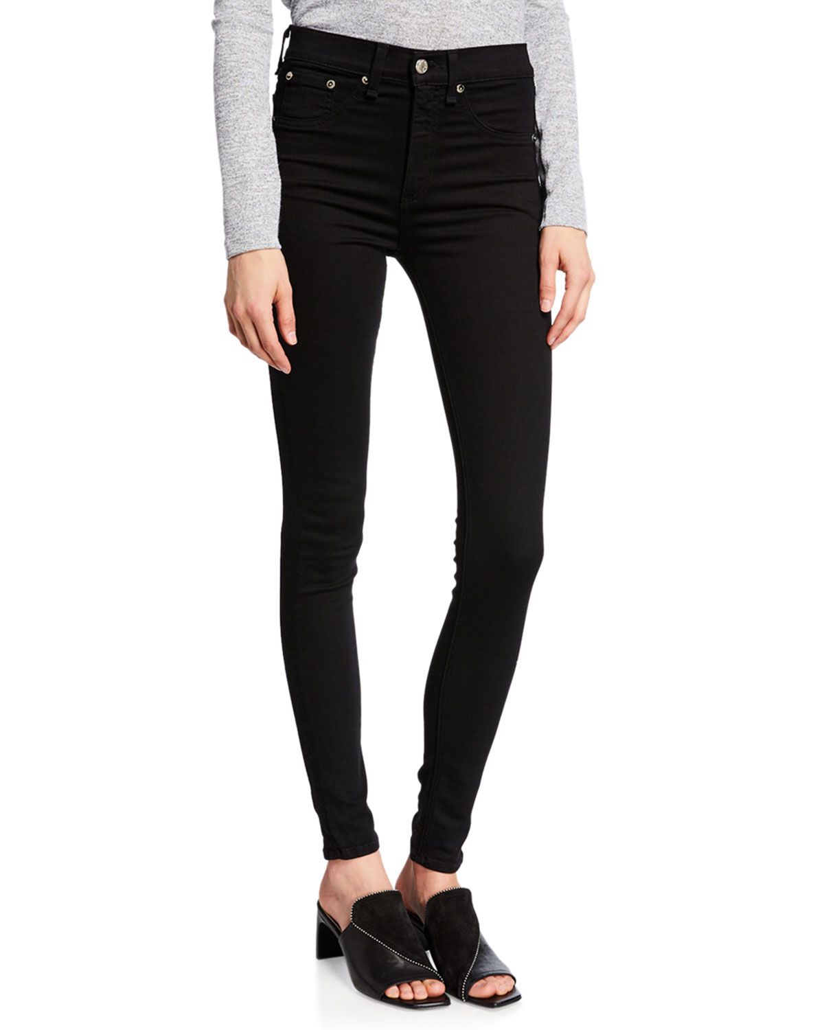 10 Inch Skinny Jeans, Black | Neiman Marcus