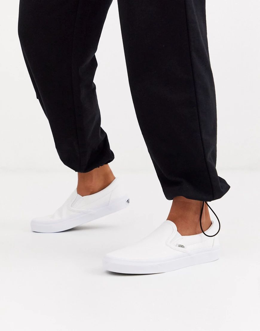 Vans Classic Slip-On platform triple white sneakers | ASOS (Global)