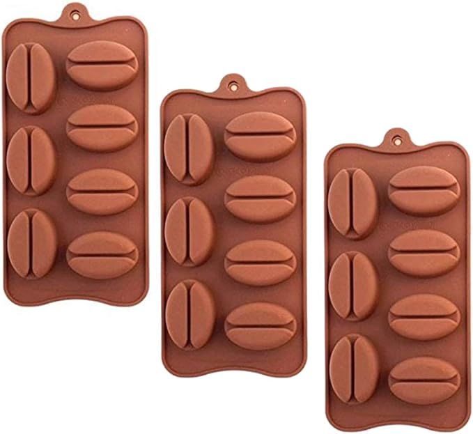 3 Pack X Coffee Bean Shape Ice Cube Chocolate Fondant Soap Tray Mold Silicone | Amazon (US)