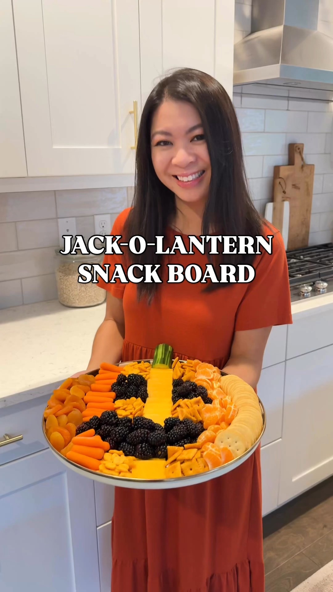 JACK-O-LANTERN SNACK BOARD 🎃 Brought this over for a get-together and the kids ate every bite (except the apricots, they were not fans 😂). Fill it up with columns of orange snacks like cheddar, carrots, tangerines, Goldfish, and Cheez-Its. Then use berries or grapes for the face. Such an easy and cute crowd-pleaser! #halloweensnacks #snackboard #jackolanterns

#LTKHalloween #LTKFindsUnder100 #LTKHome
