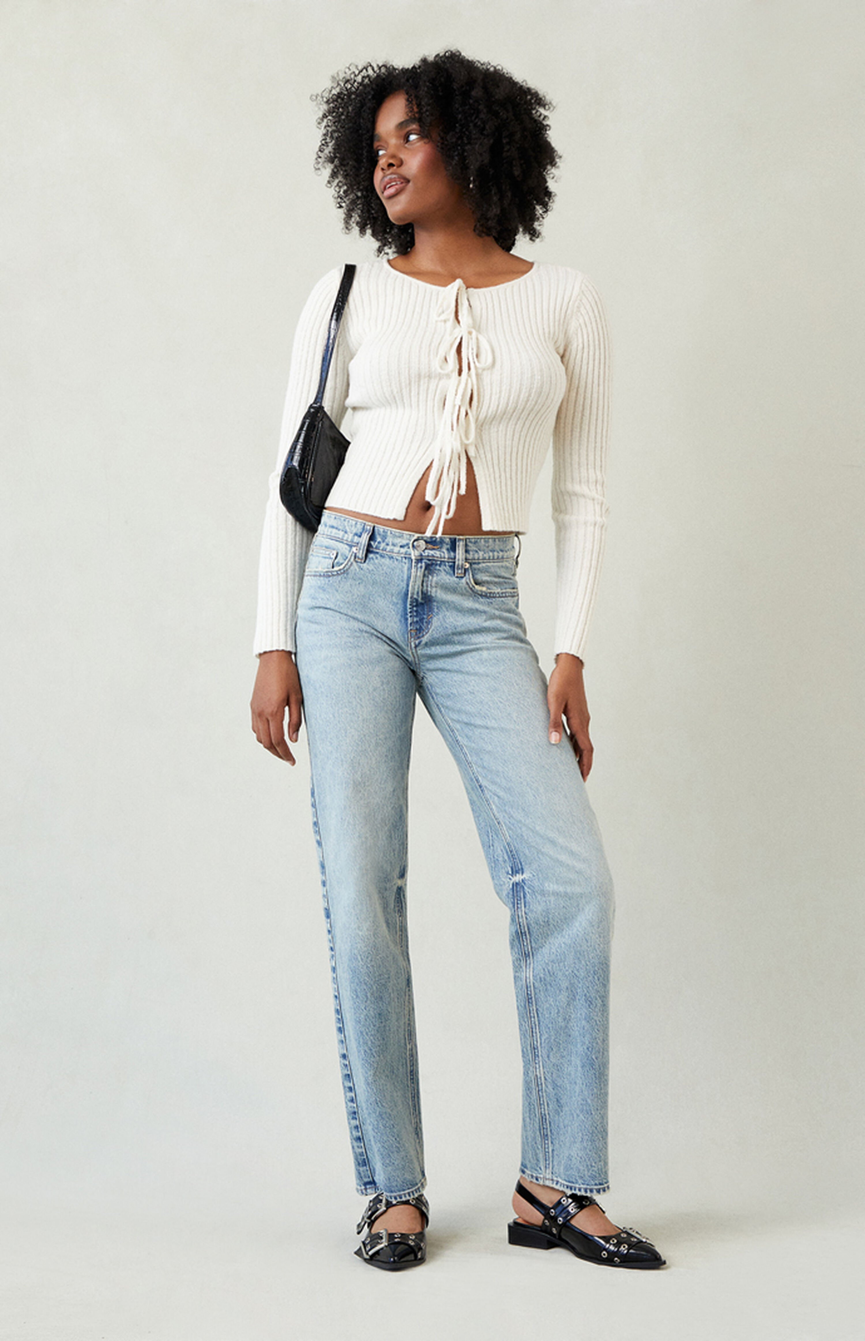 Pacsun Jordyn Low Rise Straight Leg Jeans Stretch Acid Light Blue | PacSun