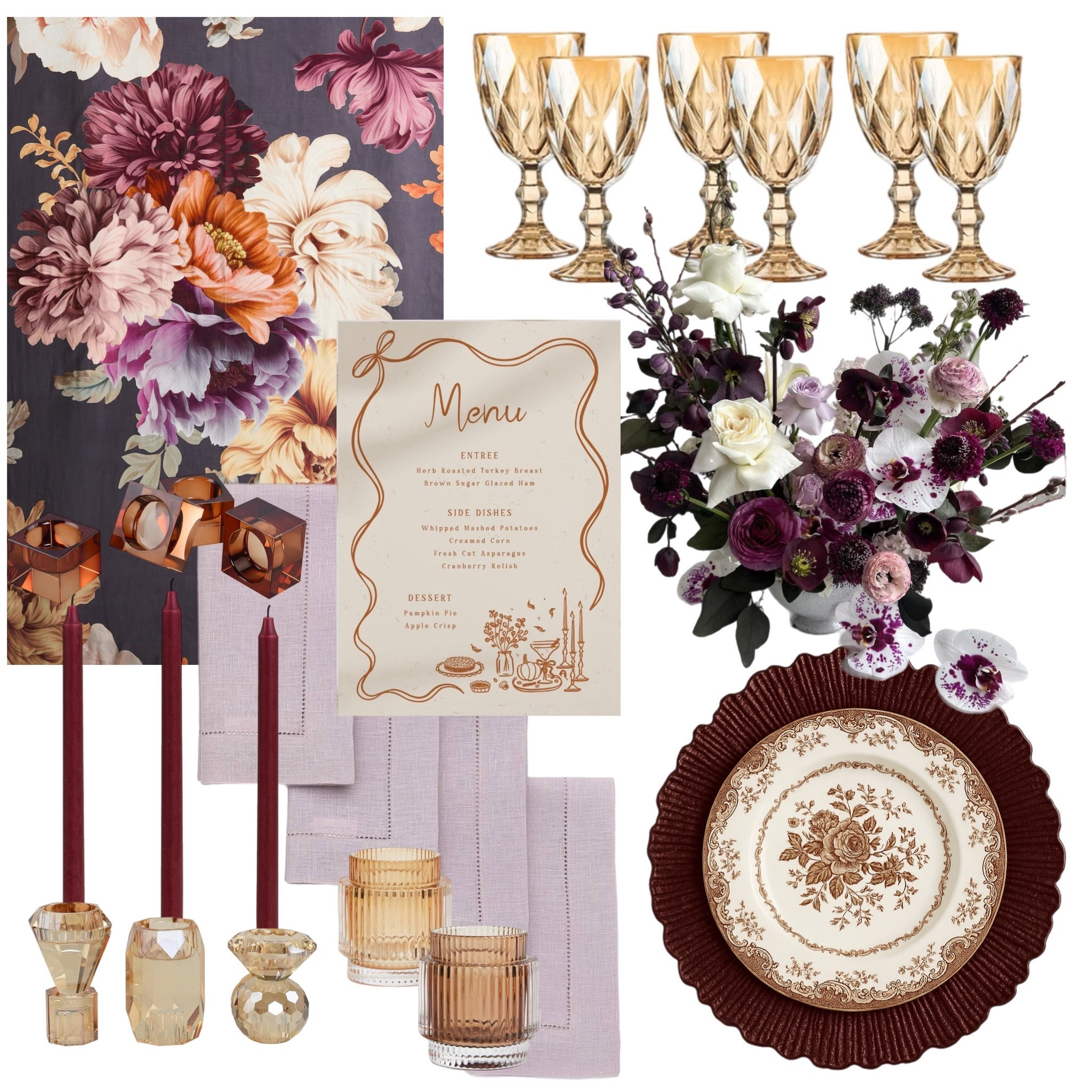 Romantic fall tones meet modern glamour 🌹 Deep burgundy candles, amber glass, and vintage floral plates create the dreamiest tablescape for Thanksgiving or any autumn dinner party.
Everything is linked on LTK ✨ #falltablescape #thanksgivingdecor #ltkhome fallstyle  #falldecor #fallhomedecor #falltablescape #tabletopdecor #tablesettingideas #table #tabledeco #tabledeco #dinnerparty #dinner #dinnerclub #diningroominspo #falldinner #falldinnerparty #falldinnerideas #tablewaredesign 