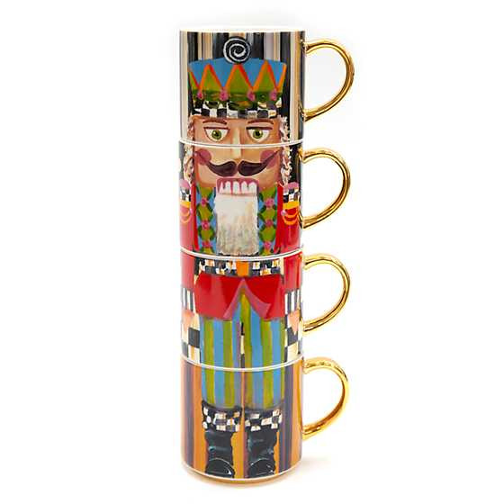 Holiday Nutcracker Mug Tower - Set of 4 | MacKenzie-Childs