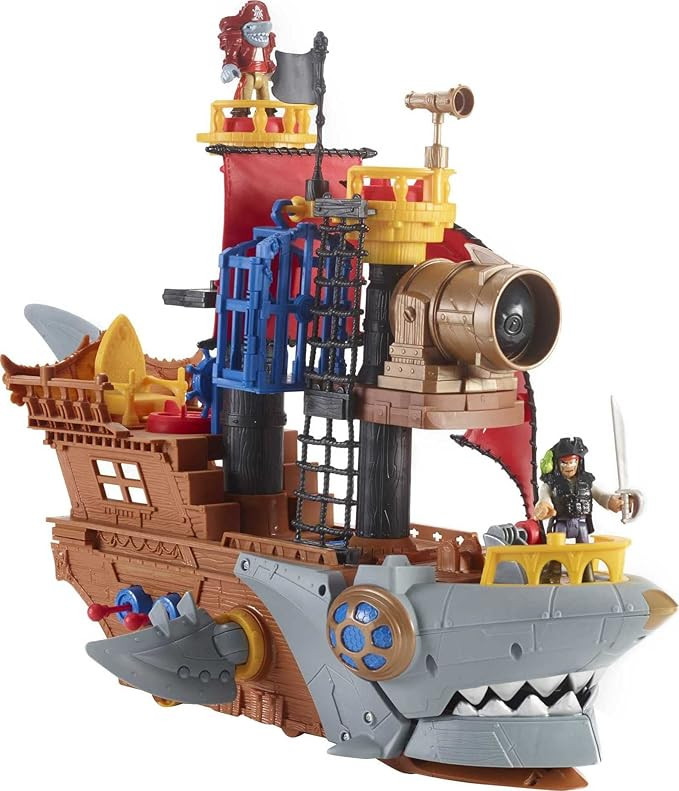 Imaginext Pirate Ship Playset with Shark Bite Action, Launcher and Jail Cell, Pirate Toys in Frus... | Amazon (US)