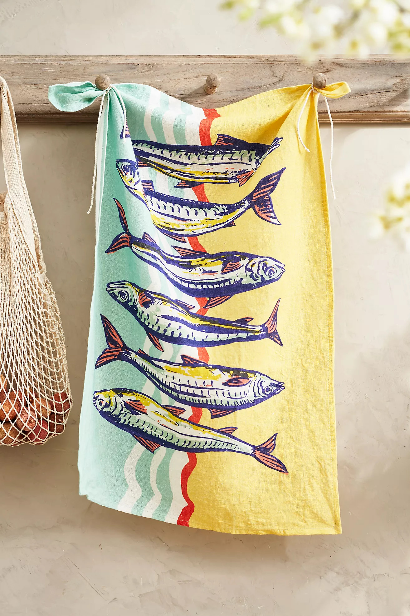 Sardines Linen Dish Towel, Yellow | Terrain