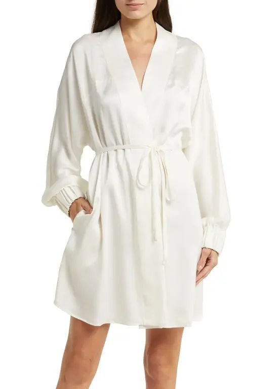 Lunya Washable Silk Robe in Tranquil White at Nordstrom, Size Medium | Nordstrom