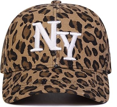Leopard Print Baseball Cap with NY Logo Adjustable Fit for Outdoor Casual Wear Trendy Comfortable... | Amazon (US)