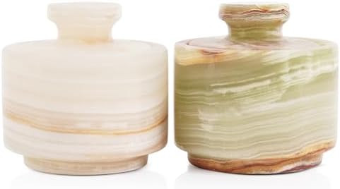 MARBLOUS KRAFTS Marble White and Green Onyx 3.5 oz Salt Cellar, Trinket Box and Pinch Pot 3" X 3"... | Amazon (CA)
