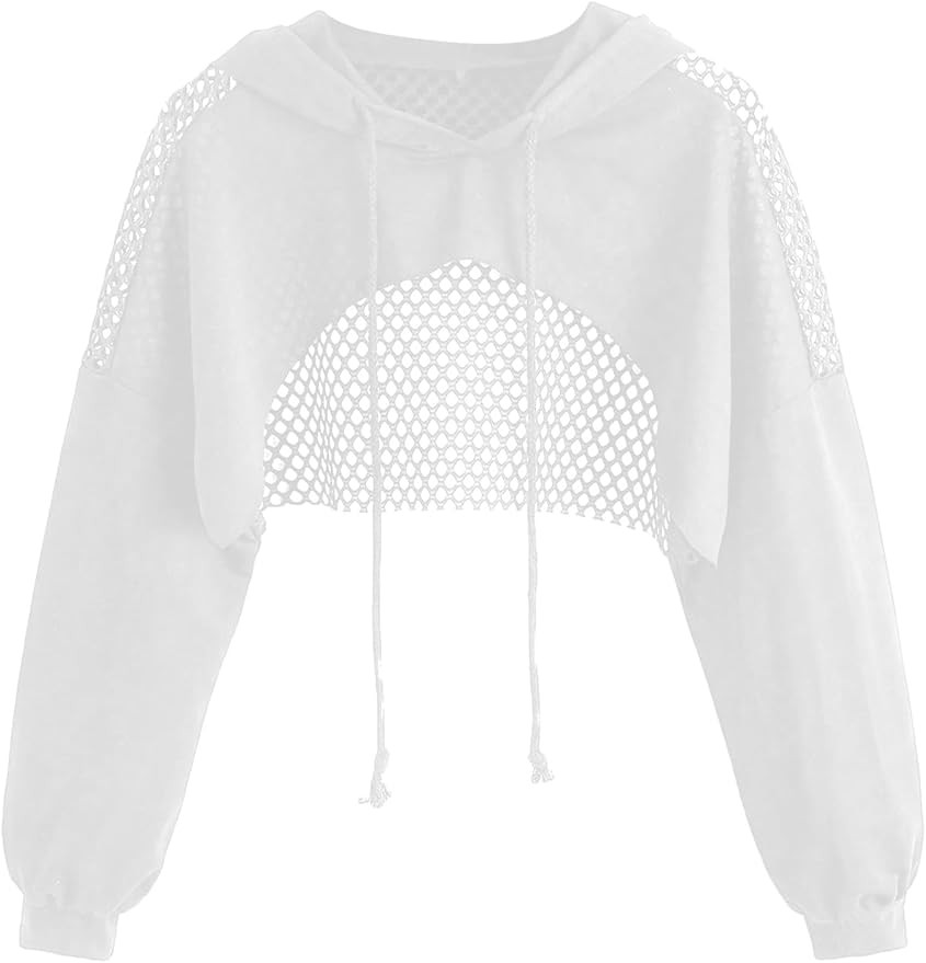 SweatyRocks Women's Casual Solid Cut Out Front Long Sleeve Pullover Crop Top Sweatshirt | Amazon (US)