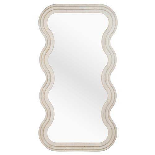 Stella Modern Classic White Wood Stepped Frame Rectangular Wavy Floor Mirror | Kathy Kuo Home