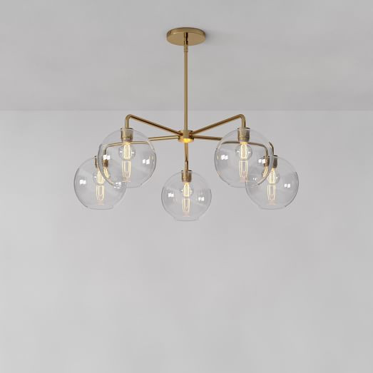 Sculptural Glass 5-Light Globe Chandelier - Clear | West Elm (US)