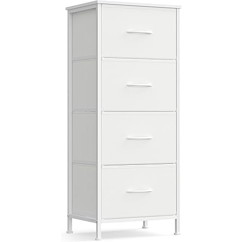 Tall Dresser Vertical Storage Tower - Sturdy Steel Frame, Wood Top, Easy Pull Fabric Bins - Organ... | Amazon (US)