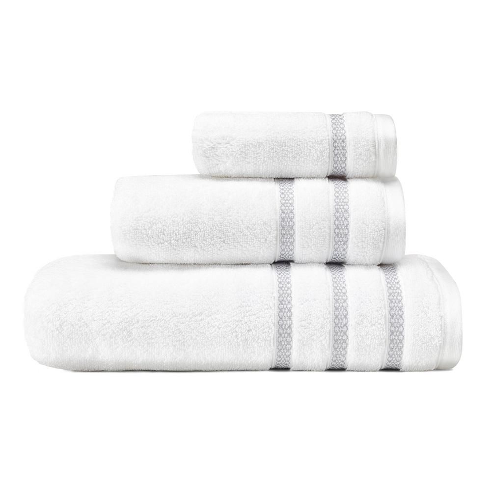 Textured Trellis Grey Cotton 3-Piece Towel Set | The Home Depot