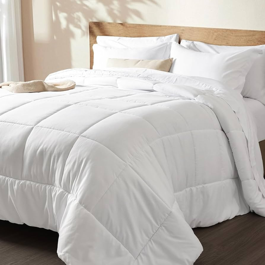 PHF 7 Pieces Queen Comforter Set White, Bed in a Bag Comforter & 18" Sheet Set All Season, Ultra ... | Amazon (US)