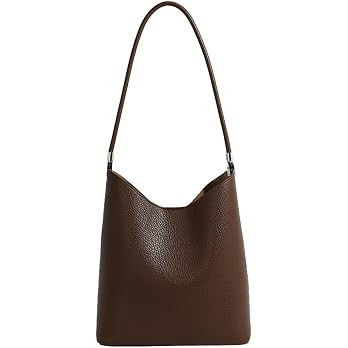 Womens Vintage Genuine Leather Shoulder Bags Large Tote Purse Handbags Casual Commuter Bucket Sat... | Amazon (US)