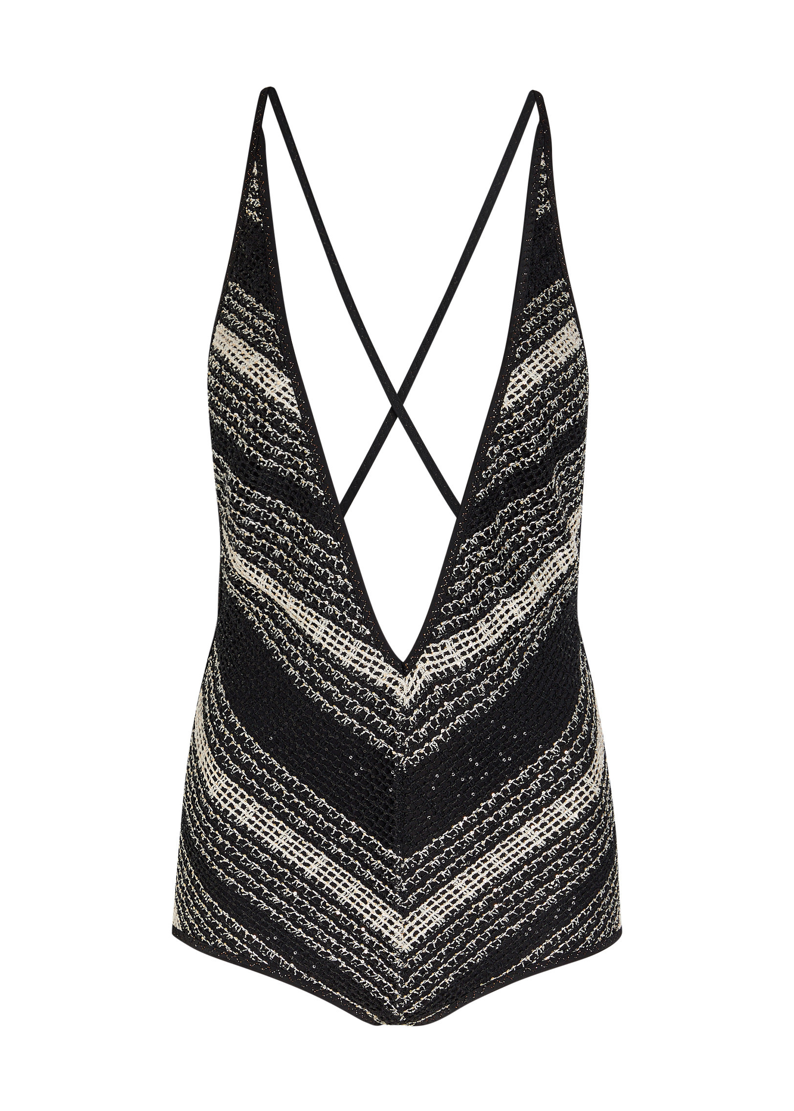 Striped open-back mesh swimsuit | Harvey Nichols
