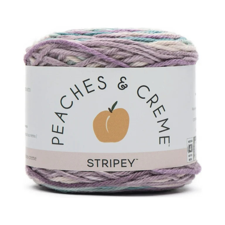 Peaches & Creme Stripey 4 Medium Cotton Yarn, Lavender Meadow 2oz/56.7g, 102 Yards - Walmart.com | Walmart (US)