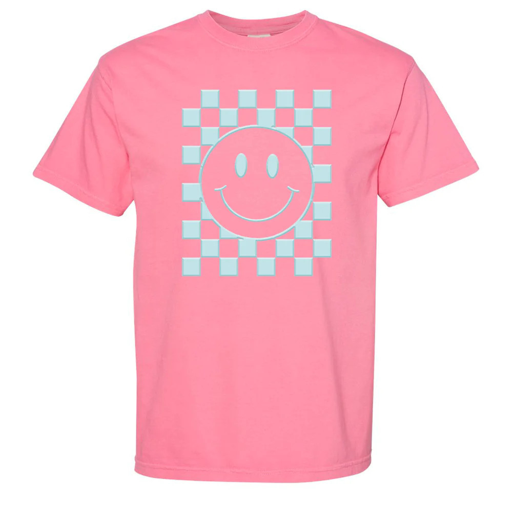 Smiley Check Puff Comfort Colors T-Shirt | United Monograms