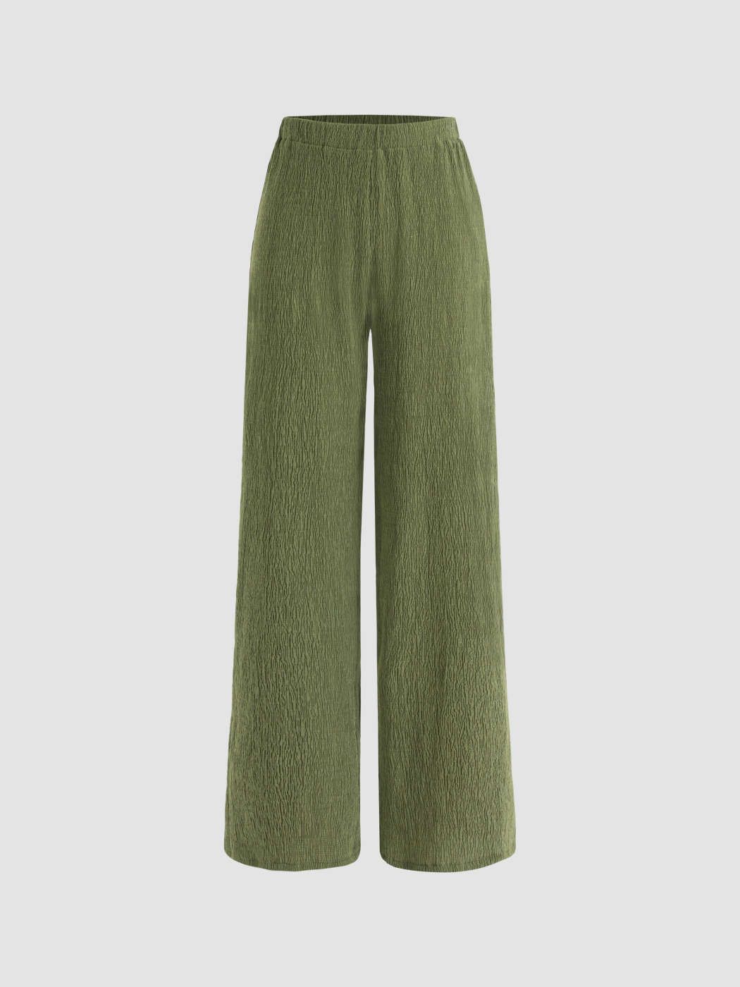 Solid Texture Elastic Waist Trousers | Cider