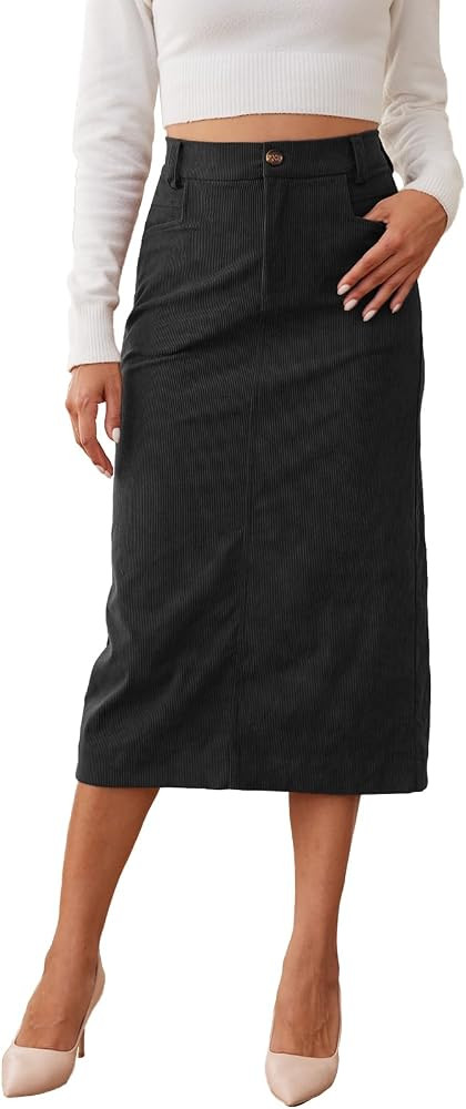 Corduroy Skirt, Midi Pencil | Amazon (US)