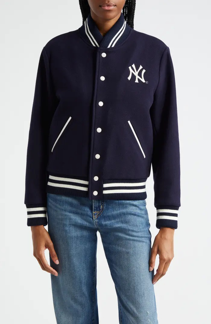 Sporty & Rich Logo Detail Wool Varsity Jacket | Nordstrom | Nordstrom
