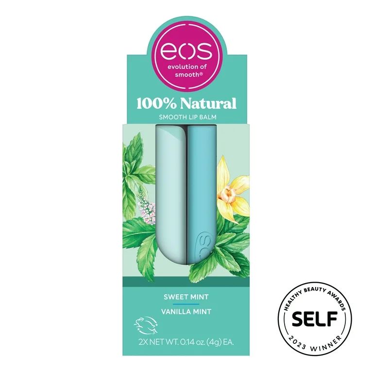 eos 100% Natural Lip Balm- Sweet Mint & Vanilla Mint, 0.14 oz, 2-Pack | Walmart (US)