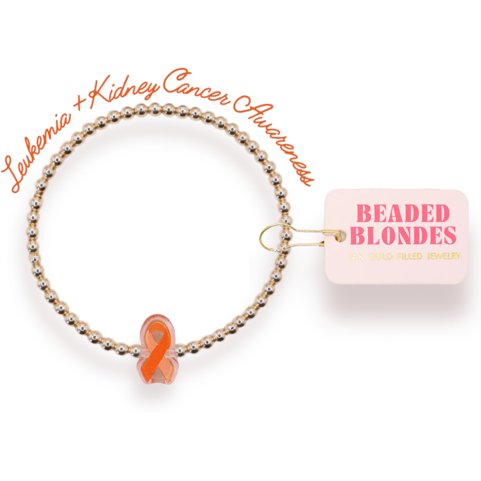 Orange Cancer Awareness Ribbon Bracelet | Beaded Blondes
