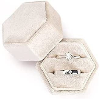 Velvet Jewelry Ring Box, Etercycle Hexagon Premium Gorgeous Vintage Double Ring Gift Box with Detach | Amazon (US)