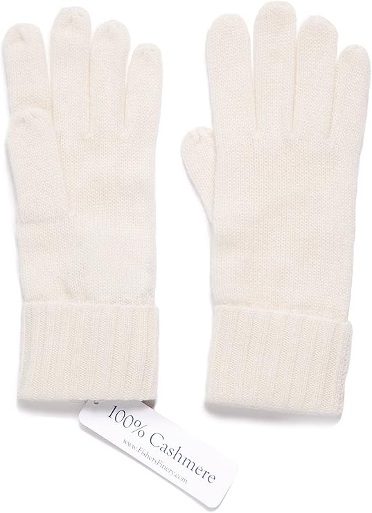 Fishers Finery Women's 100% Pure Knit Ultra Plush Cashmere Gloves Ribbed Cuff | Amazon (US)