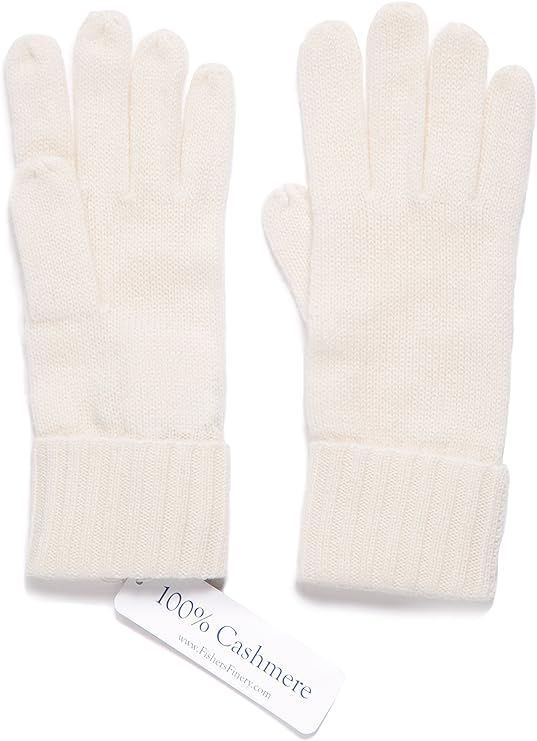 Fishers Finery Women's 100% Pure Knit Ultra Plush Cashmere Gloves Ribbed Cuff | Amazon (US)