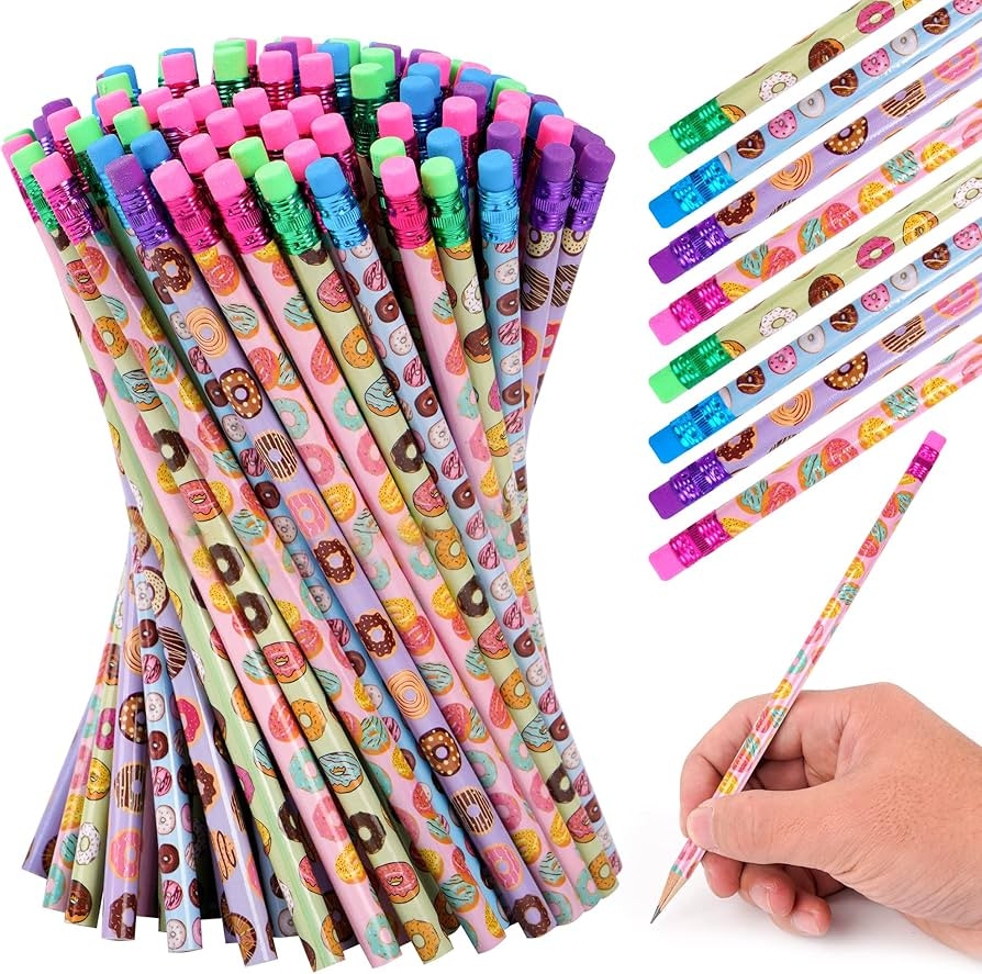 100 Pieces Donut Themed Pencils Cylinder Wood Pencils with Various Donut Element 4 Style Assorted... | Amazon (US)