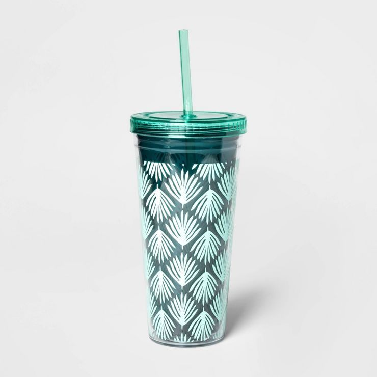 23oz Plastic Palm Leaves Tumbler with Straw - Sun Squad™ | Target