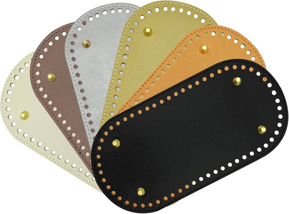6PCS PU Leather Bag Bottom Oval Purse Bottom for Crochet Bag Cushion Base Crochet Bags Nail Botto... | Amazon (US)