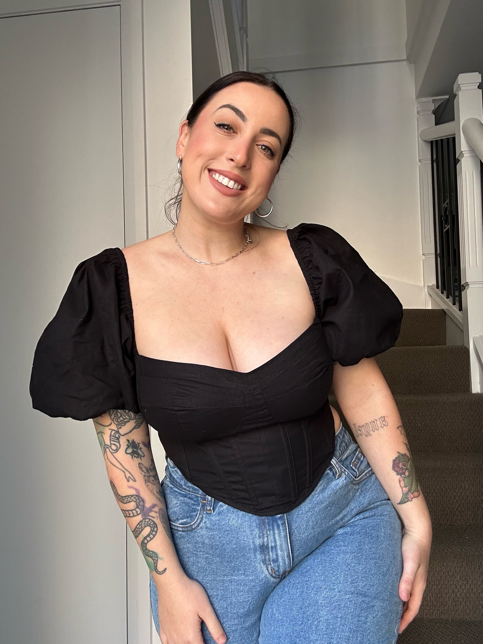 Comfy corset style top and high waisted jeans! Corset has a stretchy back and the jeans are so comfortable!

#LTKSeasonal #LTKMidsize #LTKStyleTip