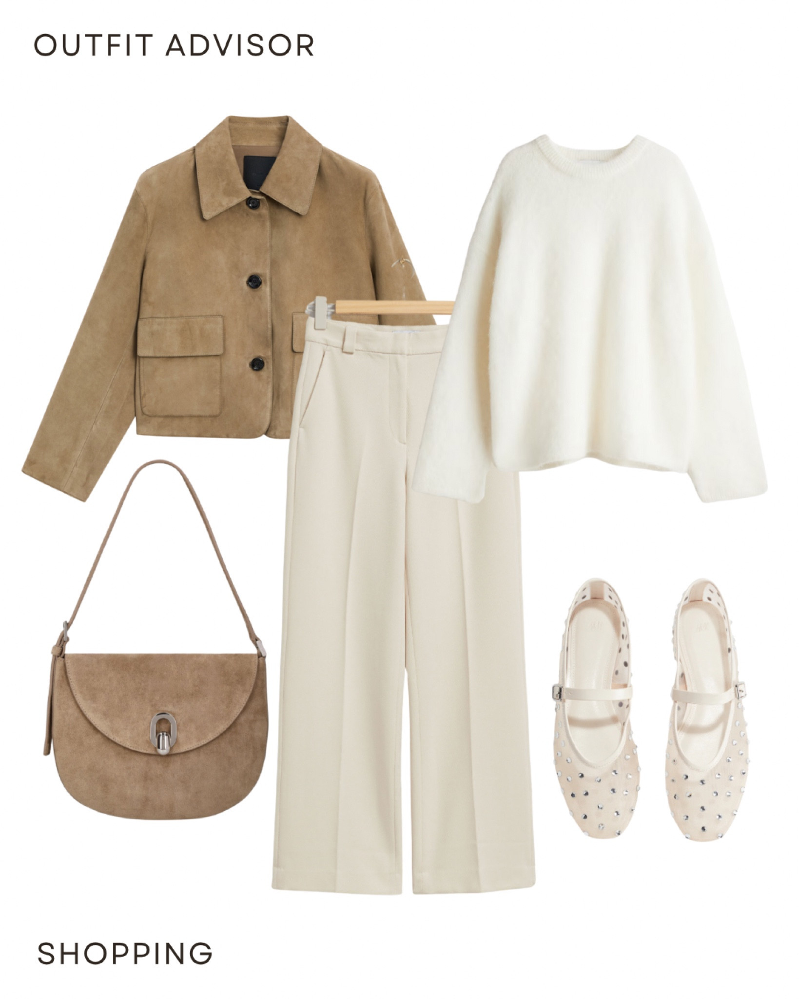 Autumn outfit idea: massimo dutti suede jacket? A white mohair jumper, cream trousers, suede bag and rhinestone mesh ballet flats 

#LTKstyletip #LTKautumn #LTKworkwear