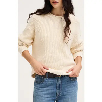 Madewell The Arden Crewneck Cotton Sweater in Canvas at Nordstrom, Size X-Small | Nordstrom
