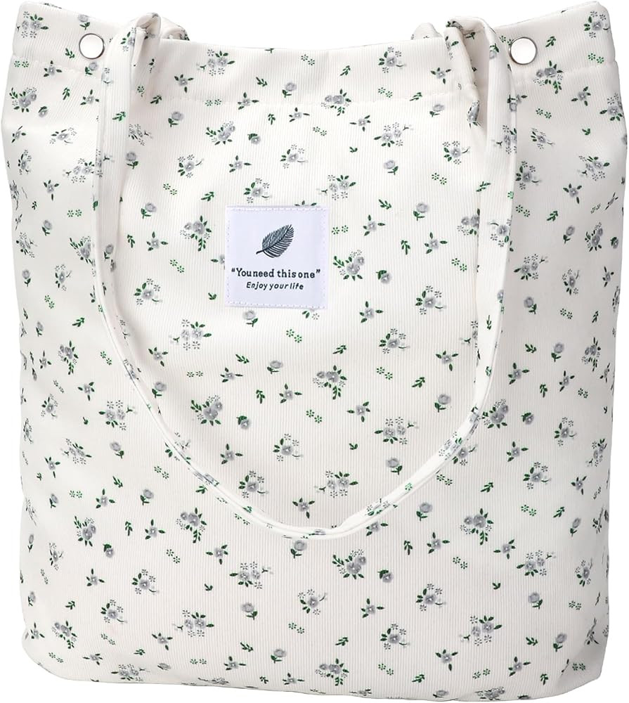 Ayieyill Corduroy Tote Bag for Women Canvas Shoulder Cord Purse with Inner Pocket | Amazon (US)