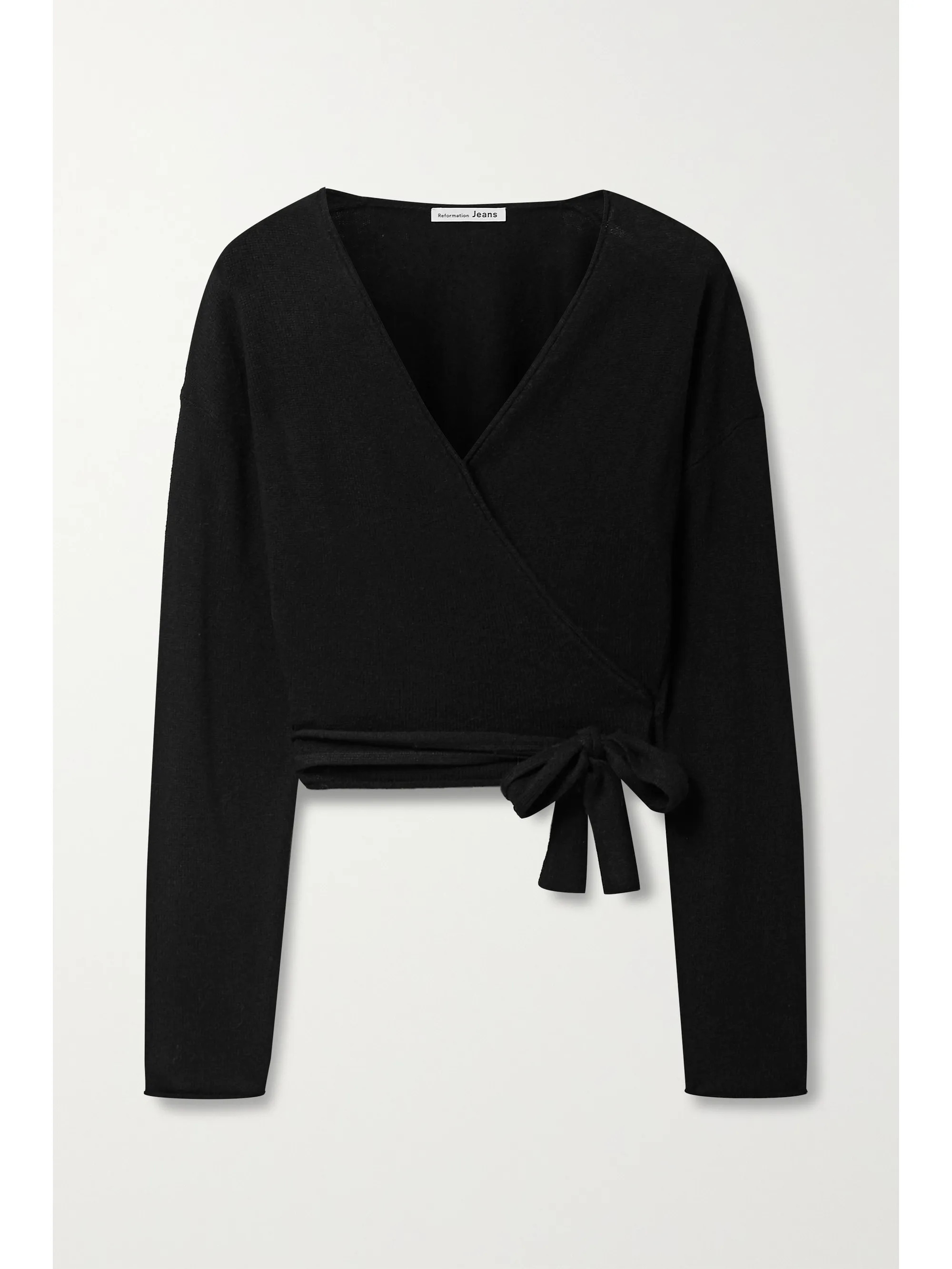 Black + NET SUSTAIN cropped cashmere wrap top | Reformation | NET-A-PORTER | NET-A-PORTER (US)