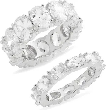Set of 2 Oval Cubic Zirconia Eternity Rings | Nordstrom