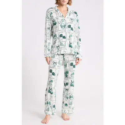 NORDSTROM RACK Tranquility Long Sleeve Shirt & Pants Two-Piece Pajama Set in Ivory Space Leopard at Nordstrom Rack, Size X-Large | Nordstrom Rack