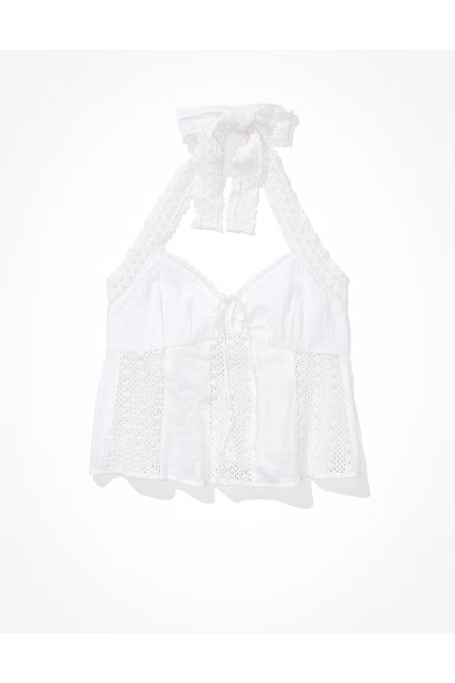 AE Embroidered Babydoll Halter Top | American Eagle Outfitters (US & CA)