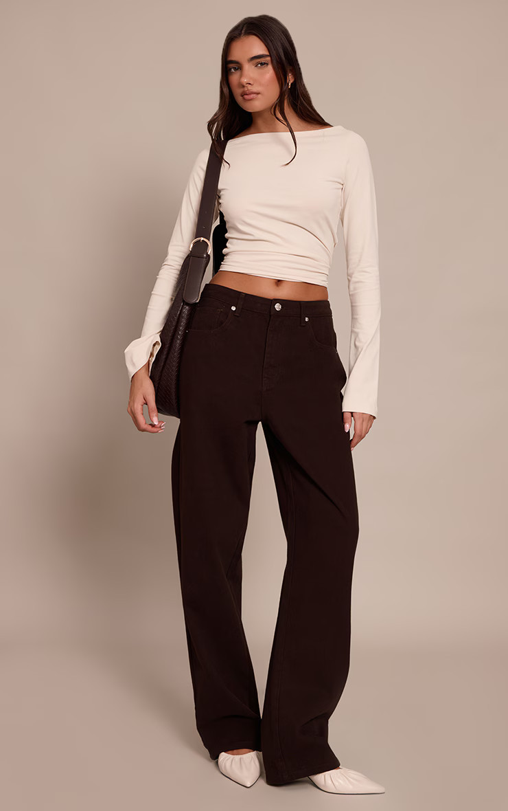 PRETTYLITTLETHING Chocolate Mid Rise Boyfriend Jeans | PrettyLittleThing UK