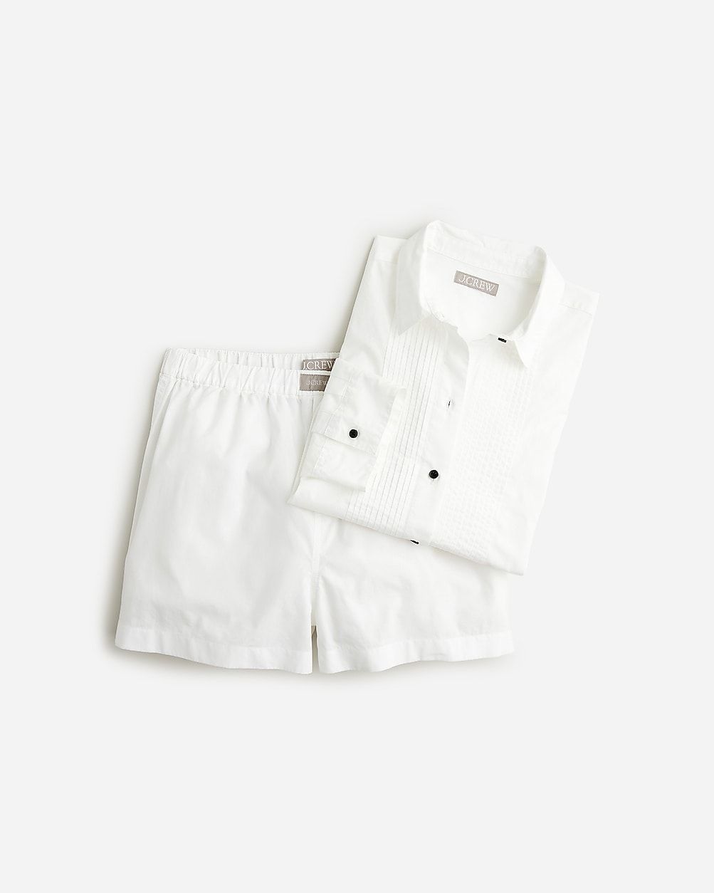 Cropped tuxedo shirt and boxer short pajama set in cotton poplin | J.Crew US