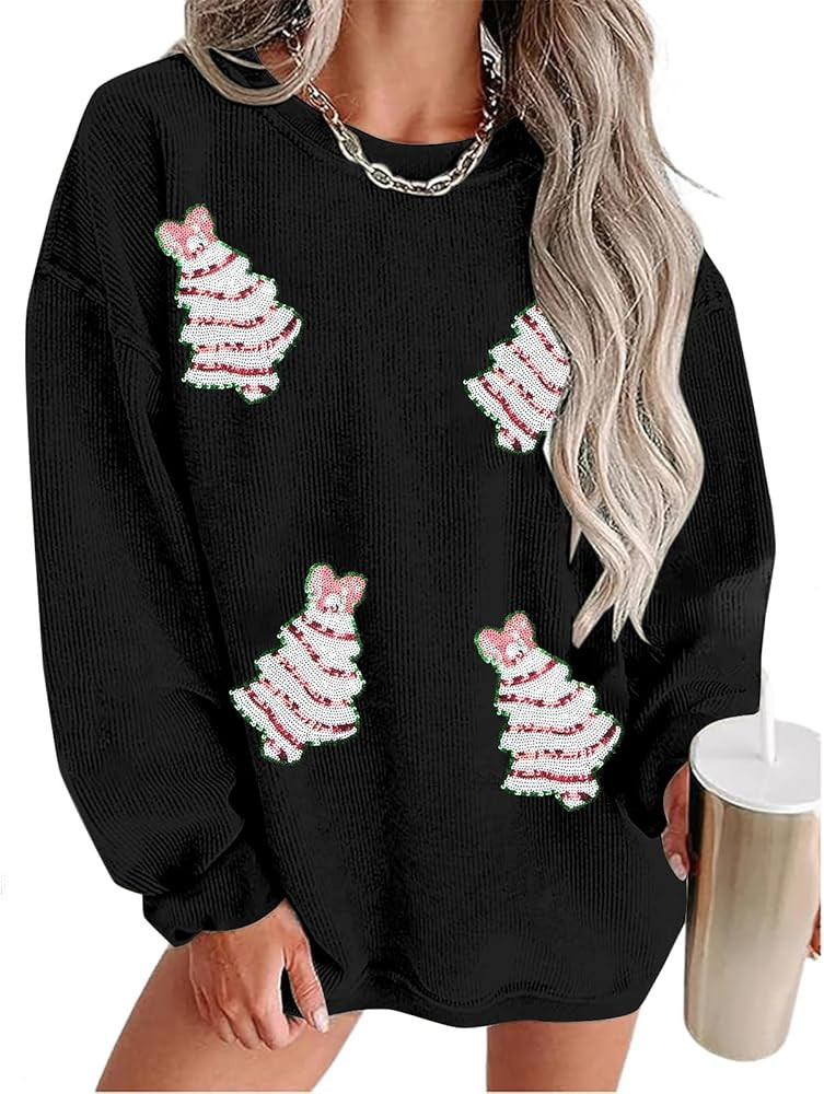 Merry Christmas Sweatshirt Women Christmas Sequin Tops Hoodie Christmas Party Pullover with Pocke... | Amazon (US)