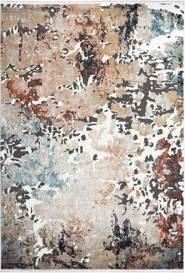 Contemporary Warm Rust Distressed Farmhouse Rug - Abani Rugs Modern Non-Shed Orange 7'9" x 10'2" ... | Amazon (US)