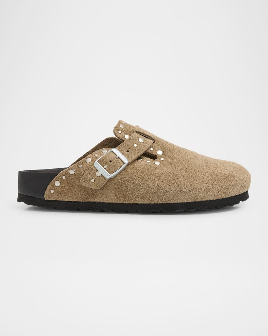 BIRKENSTOCK Boston Exquisite Rivets Suede Clogs | Neiman Marcus