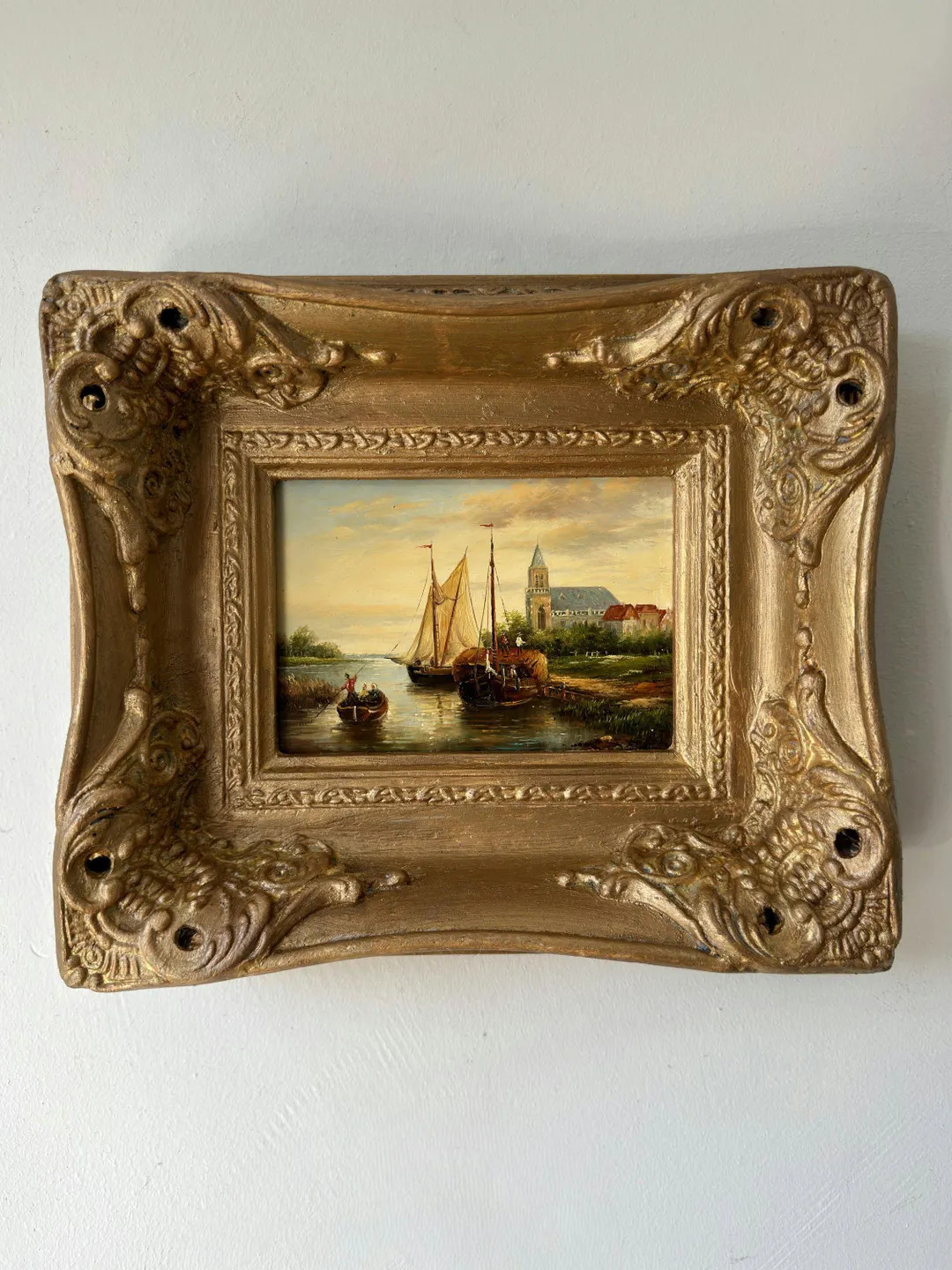 Remarkable Oil Painting Scenery "fishing Boats" Refined Small Art - Etsy | Etsy (Global)