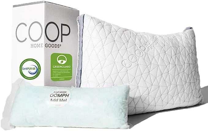 Coop Home Goods - Eden Adjustable Pillow - Hypoallergenic Shredded Memory Foam with Cooling Gel -... | Amazon (US)