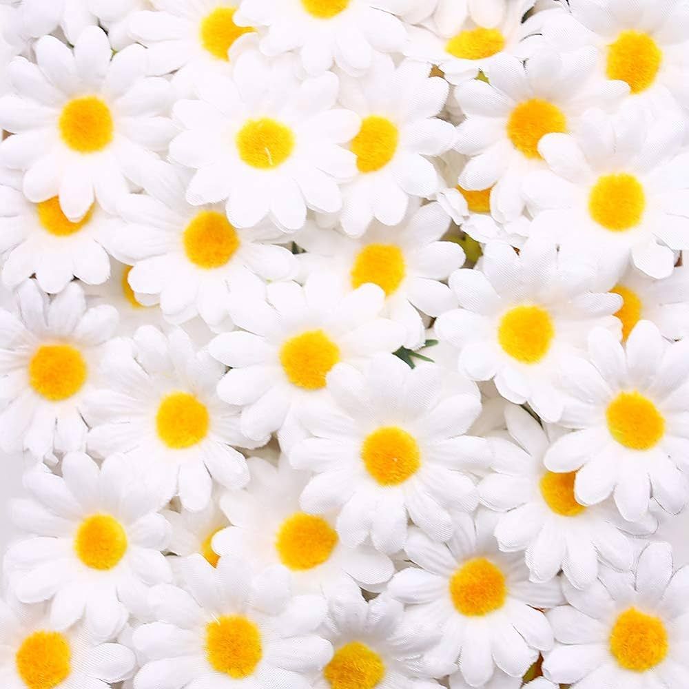 JOHOUSE, 200PCS Silk Artificial Gerber Daisy Artificial Chrysanthemum Flowers Heads for Wedding D... | Amazon (US)